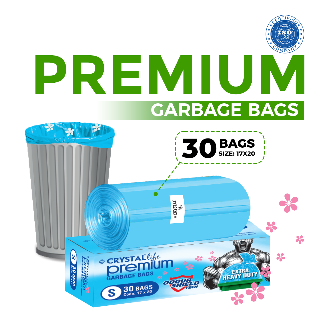 Crystal Premium Garbage Bag (Jasmine Fragrance) | Pack Of 4 Blue