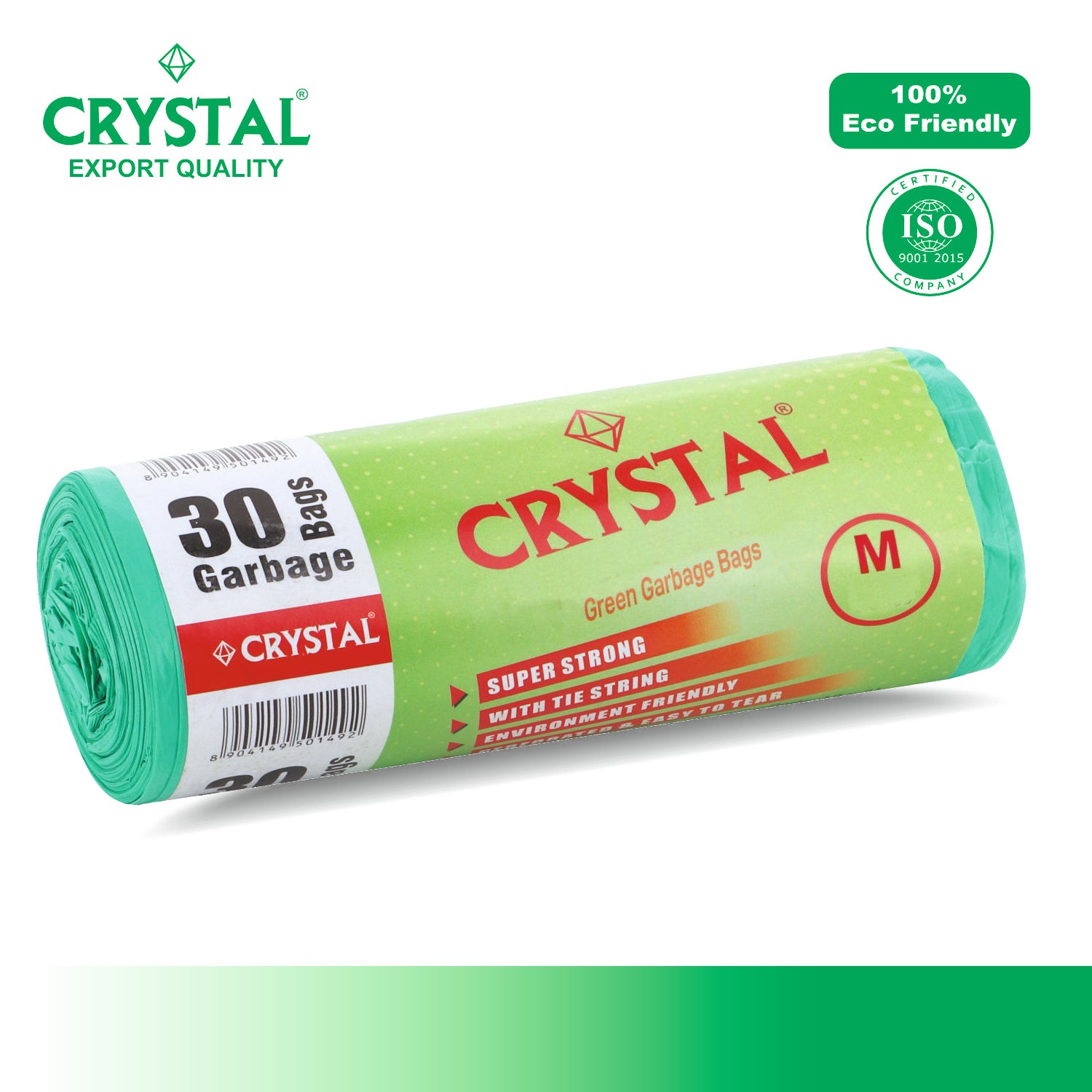 Crystal Biodegradable Garbage Bag on Roll Green