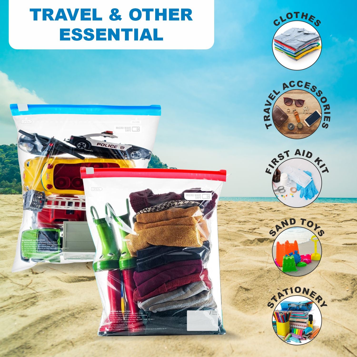 Crystal SlideSeal Storage Bags - Multi Pupose, Reusable, Freezer, 100% Leak Proof, FDA Food Grade - MEDIUM , 15 Pcs x Pack of 3 , 45 Bags