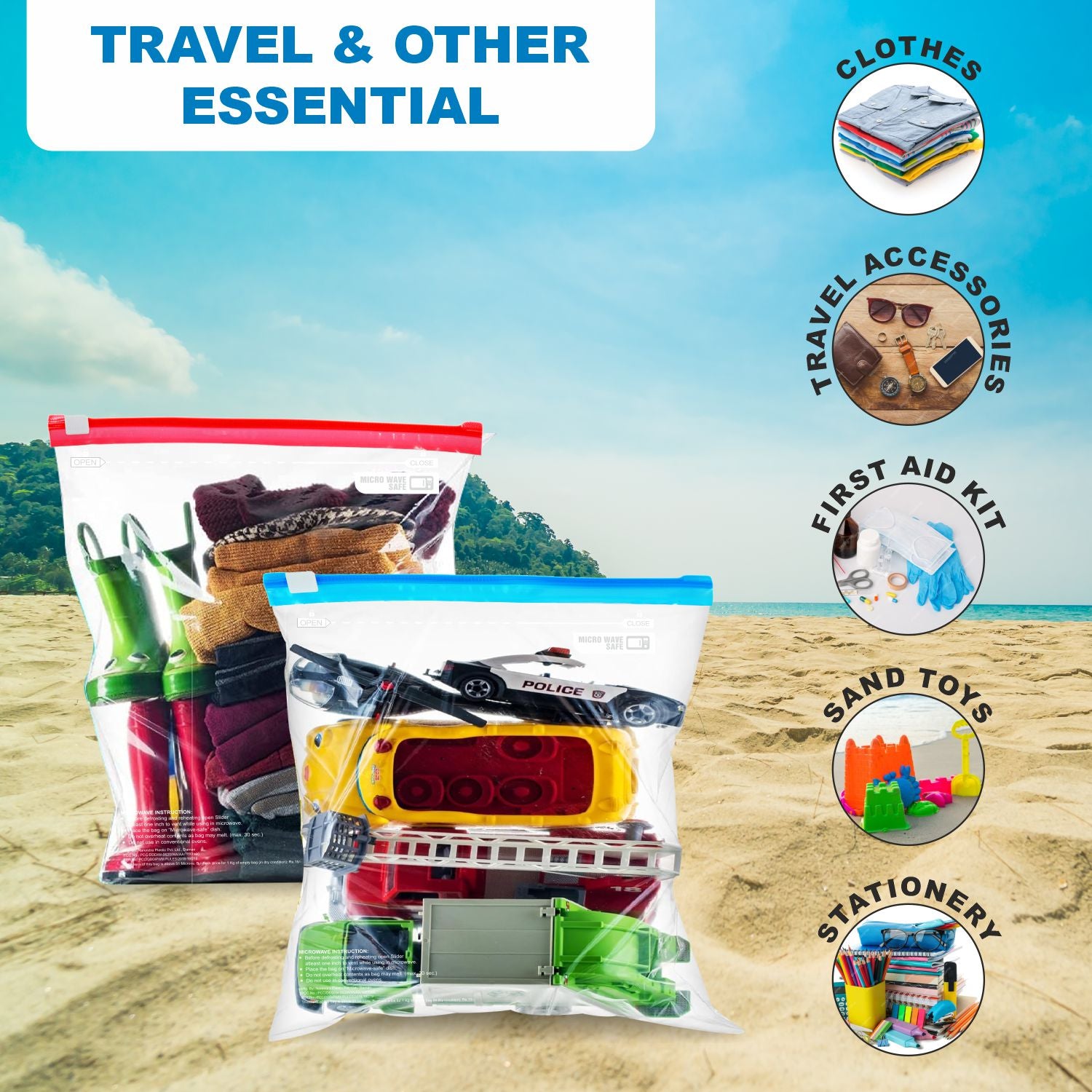 Crystal SlideSeal Storage Bags - Multi Pupose, Reusable, Freezer, 100% Leak Proof, FDA Food Grade - SMALL , 15 Pcs x Pack of 3 , 45 Bags