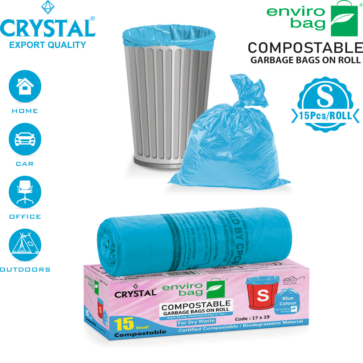 Crystal 100% Compostable Garbage Bag on Roll