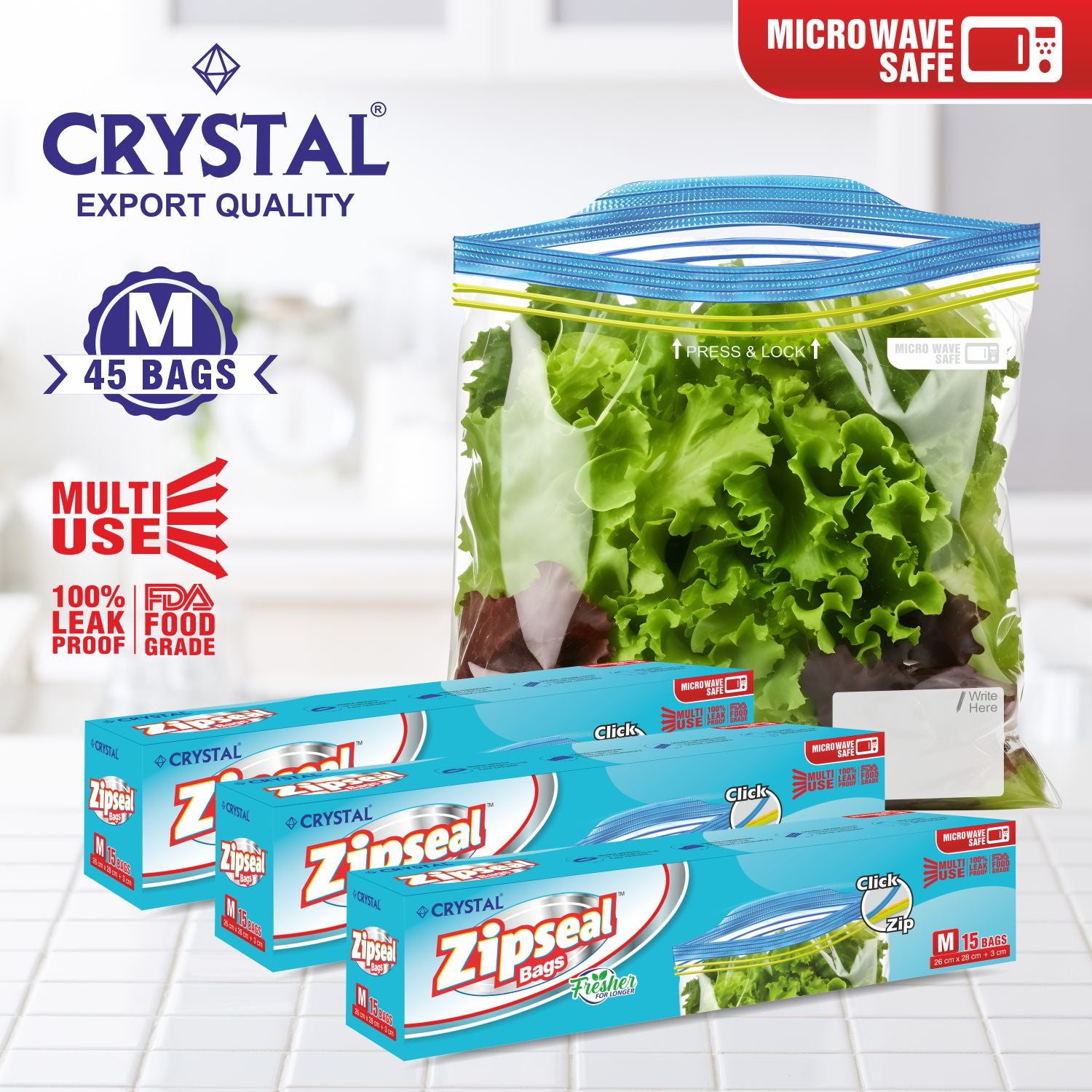 Get Seal Bags for Food Zip Lock Packaging Bags Crystal Life
