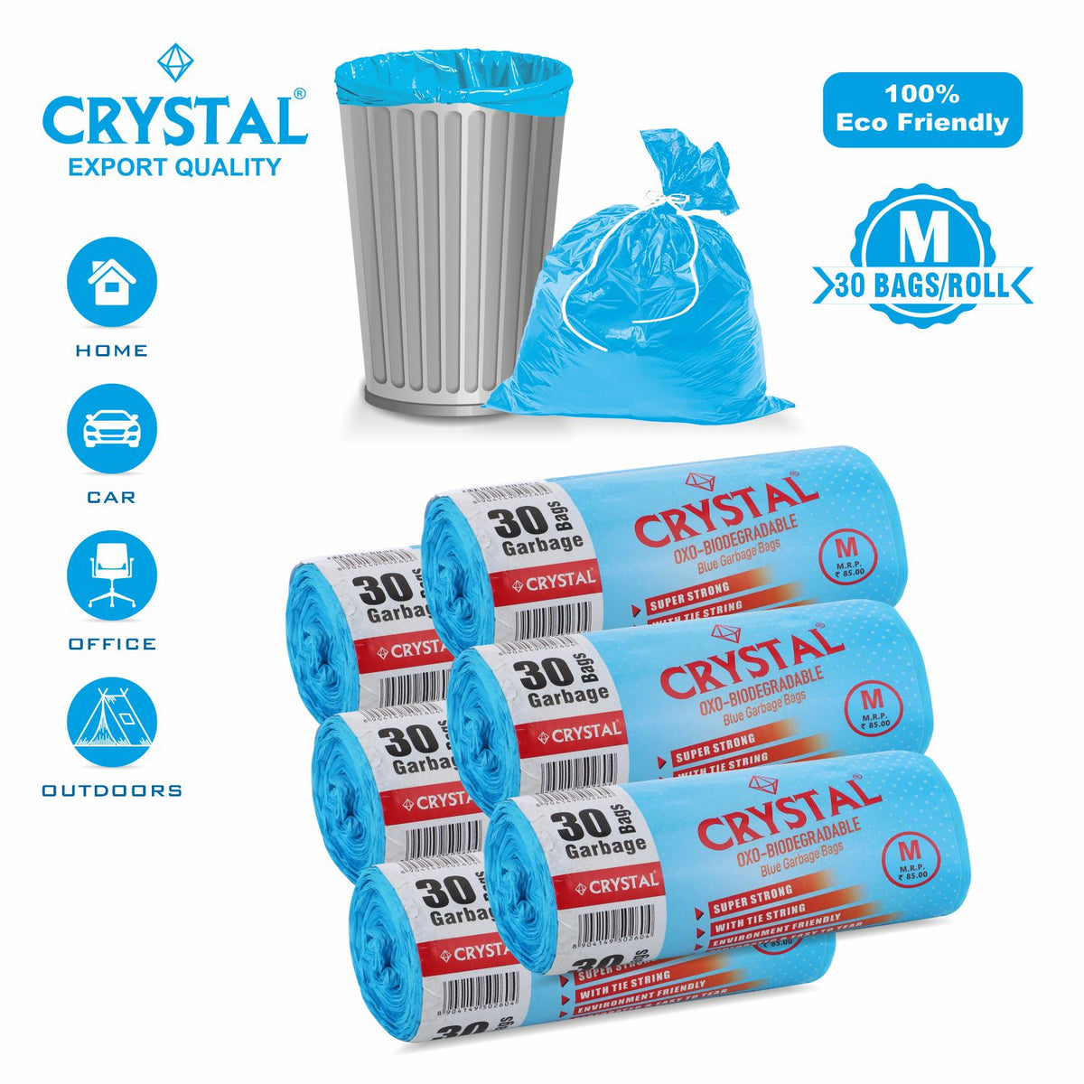 Bio Garbage Biodegradable Garbage Bags | Degradable Polythene Bags | Crystal Life