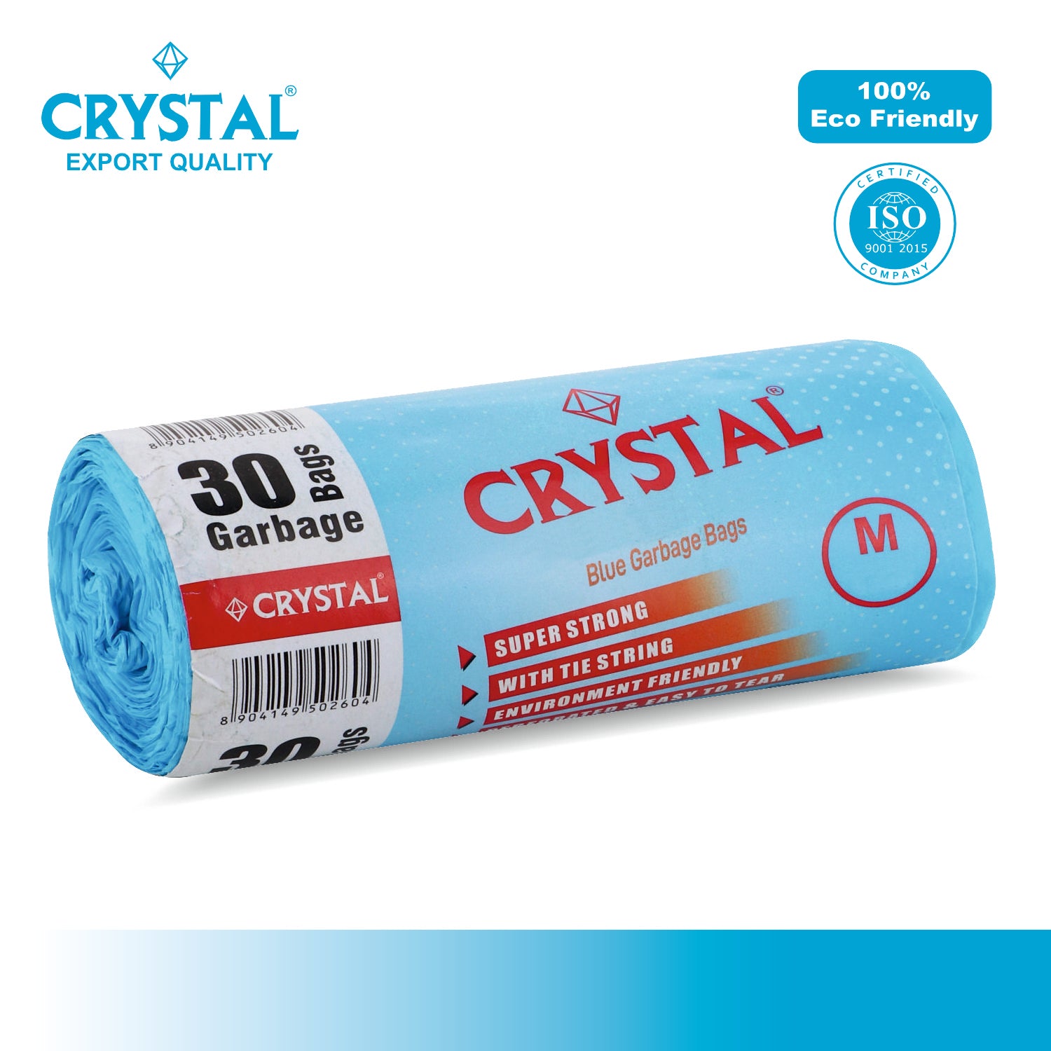 Crystal Biodegradable Garbage Bag on Roll Blue
