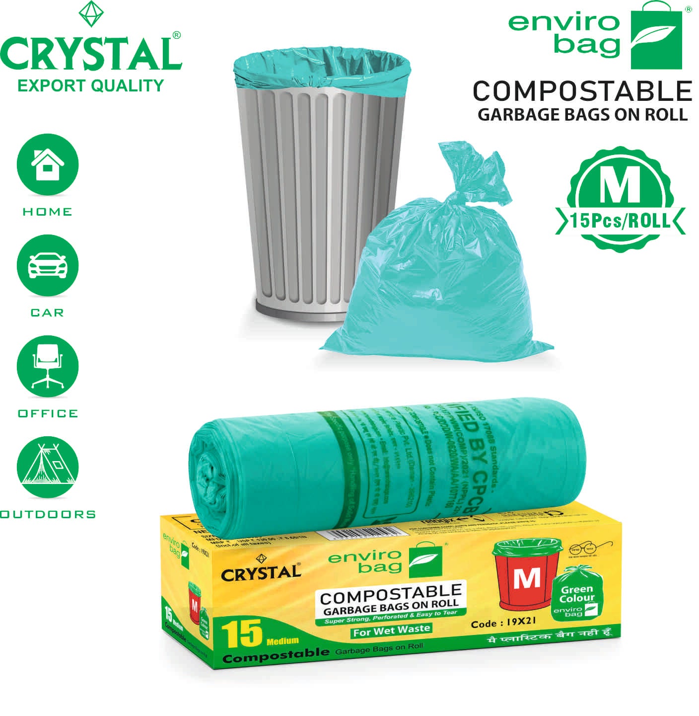 100% Compostable Plastic Bags Compostable Trash Bags Crystal Life